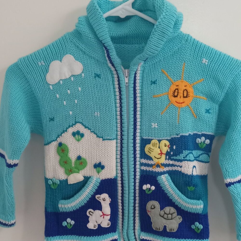 Little lulu and friends- Handmade wool sweater size 4